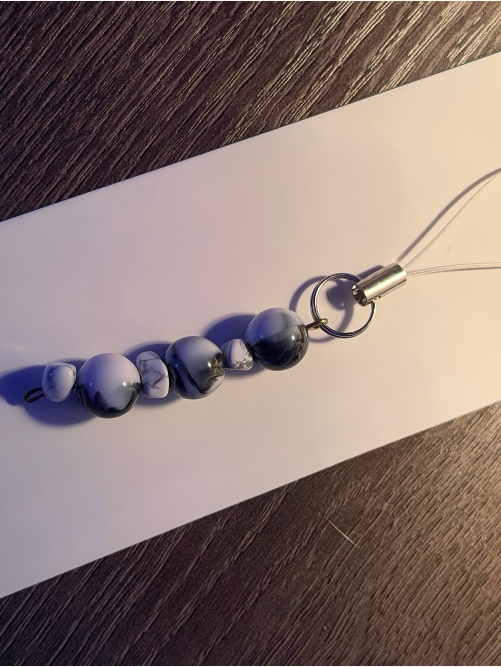 Marbled Black and White Bead Charm Strap